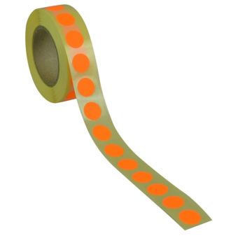 Runde etiketter på rulle, permanent lim – Orange neon – Ø 13 mm – 1.000 stk. - Runde etiketter