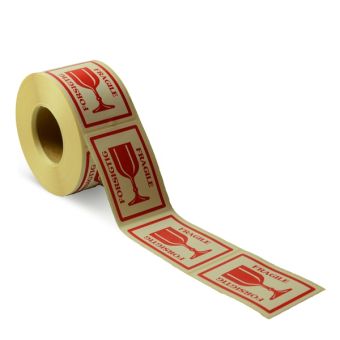 Advarselsetiketter, Permanent – Forsigtig / Fragile – 66 x 45 mm – 500 stk. - Advarselslabels i ruller