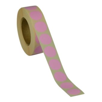 Runde etiketter på rulle – Ø19 mm – Lyserød – 1.000 stk. - Runde farvede etiketter