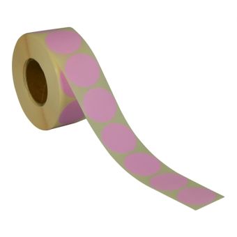 Runde etiketter på rulle – Ø32 mm – Lyserød – 1.000 stk. - Runde farvede etiketter