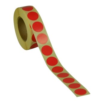 Runde etiketter på rulle – Ø19 mm – Rød – 1.000 stk. - Runde farvede etiketter