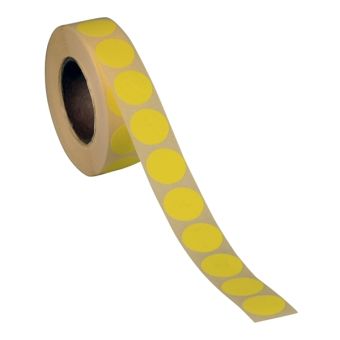 Runde etiketter på rulle – Ø19 mm – Gul – 1.000 stk. - Runde farvede etiketter