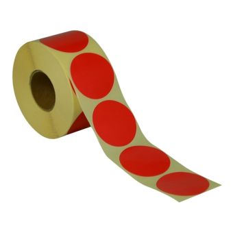 Runde etiketter på rulle – Ø50 mm – Rød – 1.000 stk. - Runde farvede etiketter