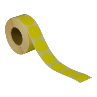 Runde etiketter på rulle – Ø32 mm – Gul – 1.000 stk. - Runde farvede etiketter