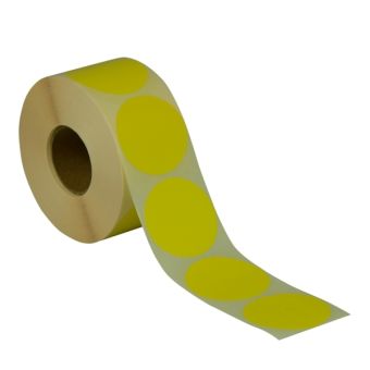 Runde etiketter på rulle – Ø50 mm – Gul – 1.000 stk. - Runde farvede etiketter