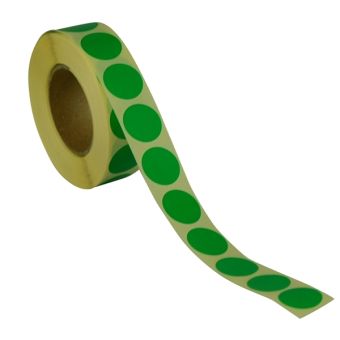 Runde etiketter på rulle – Ø19 mm – Grøn – 1.000 stk. - Runde farvede etiketter