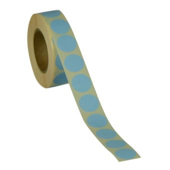 Runde etiketter på rulle – Ø19 mm – Lyseblå – 1.000 stk. - Runde farvede etiketter