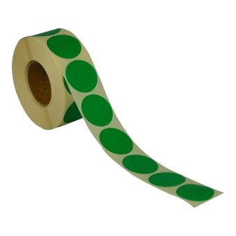 Runde etiketter på rulle – Ø32 mm – Grøn – 1.000 stk. – Permanent lim - Runde farvede etiketter