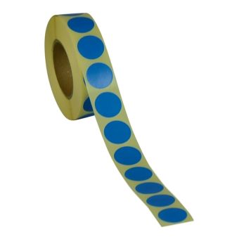 Runde etiketter på rulle – Ø19 mm – Blå – 1.000 stk. - Runde farvede etiketter