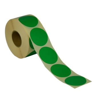 Runde etiketter på rulle – Ø50 mm – Grøn – 1.000 stk. - Runde farvede etiketter