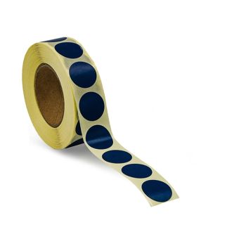 Runde etiketter på rulle – Ø19 mm – Mørkeblå – 1.000 stk. - Runde farvede etiketter