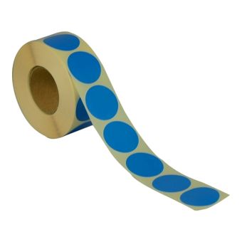 Runde etiketter på rulle – Ø32 mm – Blå – 1.000 stk. - Runde farvede etiketter