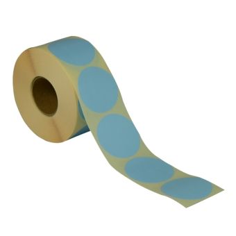 Runde etiketter på rulle – Ø50 mm – Lyseblå – 1.000 stk. - Runde farvede etiketter