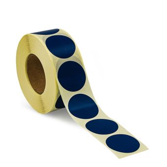 Runde etiketter på rulle – Ø32 mm – Mørkeblå – 1.000 stk. - Runde farvede etiketter