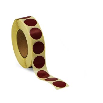 Runde etiketter på rulle – Ø19 mm – Bordeaux – 1.000 stk. - Runde farvede etiketter