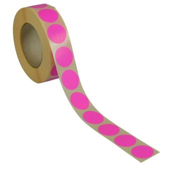 Runde etiketter på rulle – Ø19 mm – Pink – 1.000 stk. - Runde farvede etiketter