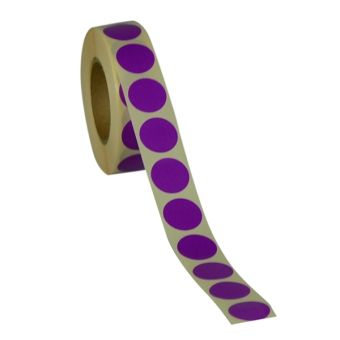 Runde etiketter på rulle – Ø19 mm – Lilla – 1.000 stk. - Runde farvede etiketter
