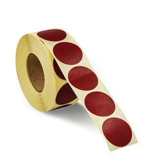 Runde etiketter på rulle – Ø32 mm – Bordeaux – 1.000 stk. - Runde farvede etiketter