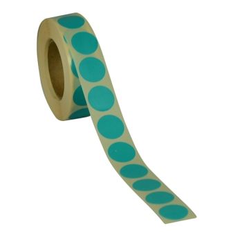 Runde etiketter på rulle – Ø19 mm – Turkis – 1.000 stk. - Runde farvede etiketter