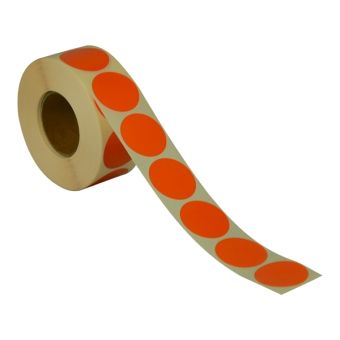 Runde etiketter på rulle – Ø32 mm – Orange – 1.000 stk. - Runde farvede etiketter