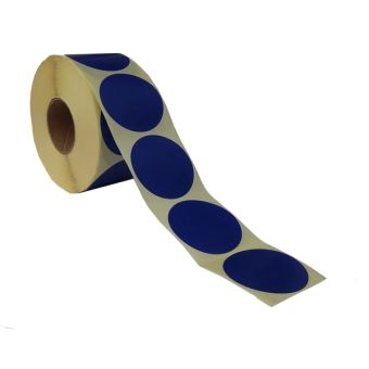 Runde etiketter på rulle – Ø50 mm – Mørkeblå – 1.000 stk. - Runde farvede etiketter