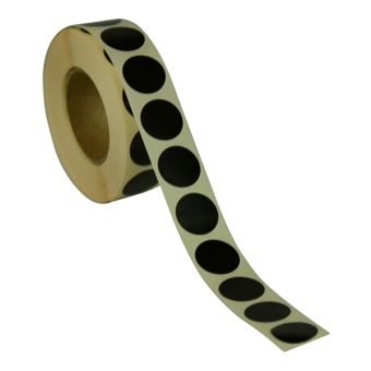 Runde etiketter på rulle – Ø19 mm – Sort – 1.000 stk. - Runde farvede etiketter