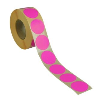 Runde etiketter på rulle – Ø32 mm – Pink – 1.000 stk. - Runde farvede etiketter