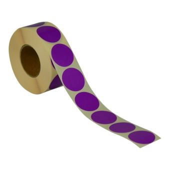 Runde etiketter på rulle – Ø32 mm – Lilla – 1.000 stk. - Runde farvede etiketter