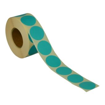 Runde etiketter på rulle – Ø32 mm – Turkis – 1.000 stk. - Runde etiketter