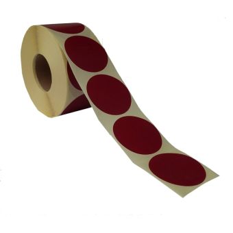 Runde etiketter på rulle – Ø50 mm – Bordeaux – 1.000 stk. - Runde etiketter