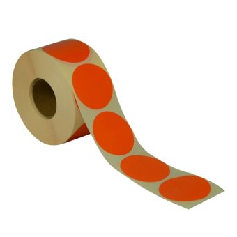 Runde etiketter på rulle – Ø50 mm – Orange – 1.000 stk. - Runde etiketter