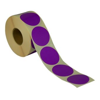 Runde etiketter på rulle – Ø50 mm – Lilla – 1.000 stk. - Runde etiketter
