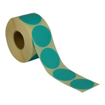 Runde etiketter på rulle – Ø50 mm – Turkis – 1.000 stk. - Runde etiketter