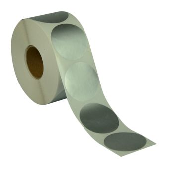 Runde etiketter på rulle – Ø50 mm – Sølv – 1.000 stk. – Permanent lim - Runde etiketter