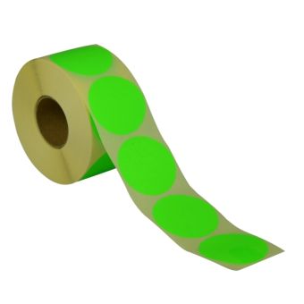 Runde etiketter på rulle – Ø50 mm – Grøn neon – 1.000 stk. – Permanent lim - Runde etiketter