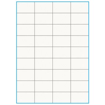 A4-36 slids, 36 etiketter/ark, 100% Recycled råhvid mat – permanent lim – 52,5 x 32,8 mm – 75 ark - A4, A5 & A6 etiketter i ark