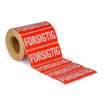 Advarselsetiketter, Permanent – Forsigtig – 90 x 35 mm – 500 stk. - Advarselslabels i ruller