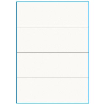 A4-4-smal slids, 4 etiketter/ark, 100% Recycled råhvid mat – permanent lim – 210,0 x 73,8 mm – 75 ark - A4, A5 & A6 etiketter i ark