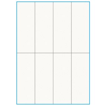 A4-8-smal slids, 8 etiketter/ark, 100% Recycled råhvid mat – permanent lim – 52,5 x 147,6 mm – 75 ark - A4, A5 & A6 etiketter i ark