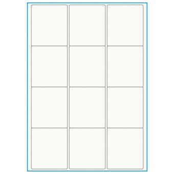 A4-12, 12 etiketter/ark, 100% Recycled råhvid mat – permanent lim – 63,5 x 72,0 mm – 75 ark - A4, A5 & A6 etiketter i ark