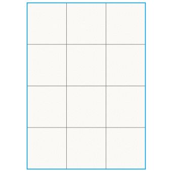 A4-12 slids, 12 etiketter/ark, 100% Recycled råhvid mat – permanent lim – 70,0 x 73,8 mm – 75 ark - A4, A5 & A6 etiketter i ark