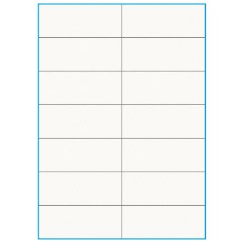 A4-14 slids, 14 etiketter/ark, 100% Recycled råhvid mat – permanent lim – 105,0 x 42,2 mm – 75 ark - A4, A5 & A6 etiketter i ark