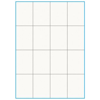 A4-16 slids, 16 etiketter/ark, 100% Recycled råhvid mat – permanent lim – 52,5 x 73,8 mm – 75 ark - A4, A5 & A6 etiketter i ark