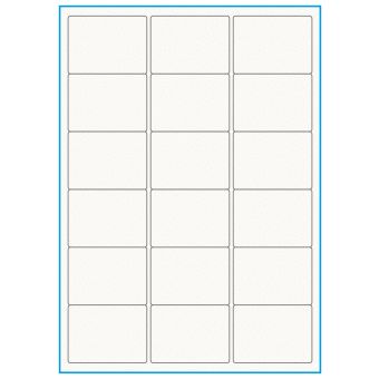 A4-18, 18 etiketter/ark, 100% Recycled råhvid mat – permanent lim – 63,5 x 46,6 mm – 75 ark - A4, A5 & A6 etiketter i ark