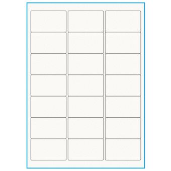 A4-21, 21 etiketter/ark, 100% Recycled råhvid mat – permanent lim – 63,5 x 38,1 mm – 75 ark - A4, A5 & A6 etiketter i ark