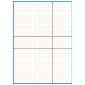A4-21 slids, 21 etiketter/ark, 100% Recycled råhvid mat – permanent lim – 70,0 x 42,2 mm – 75 ark - A4, A5 & A6 etiketter i ark