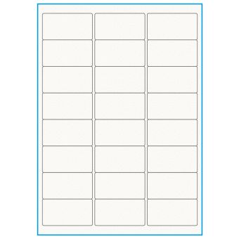 A4-24, 24 etiketter/ark, 100% Recycled råhvid mat – permanent lim – 64,0 x 33,9 mm – 75 ark - A4, A5 & A6 etiketter i ark