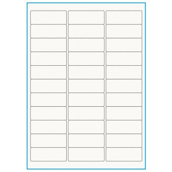 A4-33, 33 etiketter/ark, 100% Recycled råhvid mat – permanent lim – 64,0 x 24,3 mm – 75 ark - A4, A5 & A6 etiketter i ark