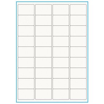 A4-36, 36 etiketter/ark, 100% Recycled råhvid mat – permanent lim – 48,0 x 31,0 mm – 75 ark - A4, A5 & A6 etiketter i ark