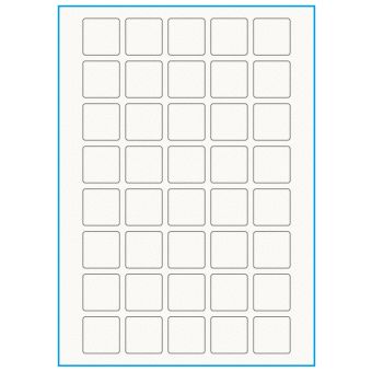 A4-40 kvad., 40 etiketter/ark, 100% Recycled råhvid mat – permanent lim – 30,0 x 30,0 mm – 75 ark - A4, A5 & A6 etiketter i ark